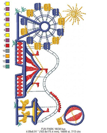 Fun park embroidery design - Fair embroidery designs machine embroidery pattern - Festival embroidery file - Circus instant download pes jef