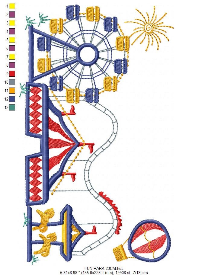 Fun park embroidery design - Fair embroidery designs machine embroidery pattern - Festival embroidery file - Circus instant download pes jef