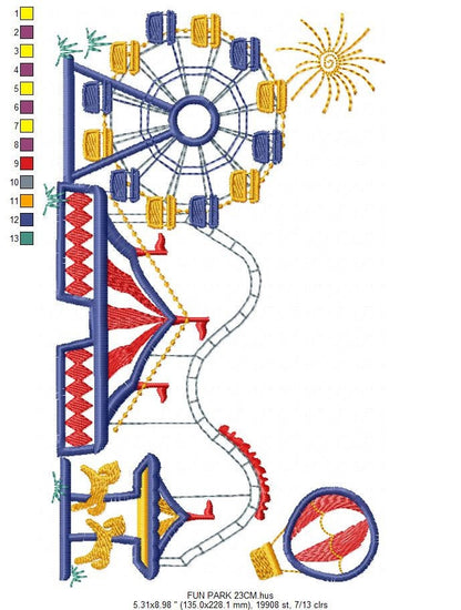 Fun park embroidery design - Fair embroidery designs machine embroidery pattern - Festival embroidery file - Circus instant download pes jef