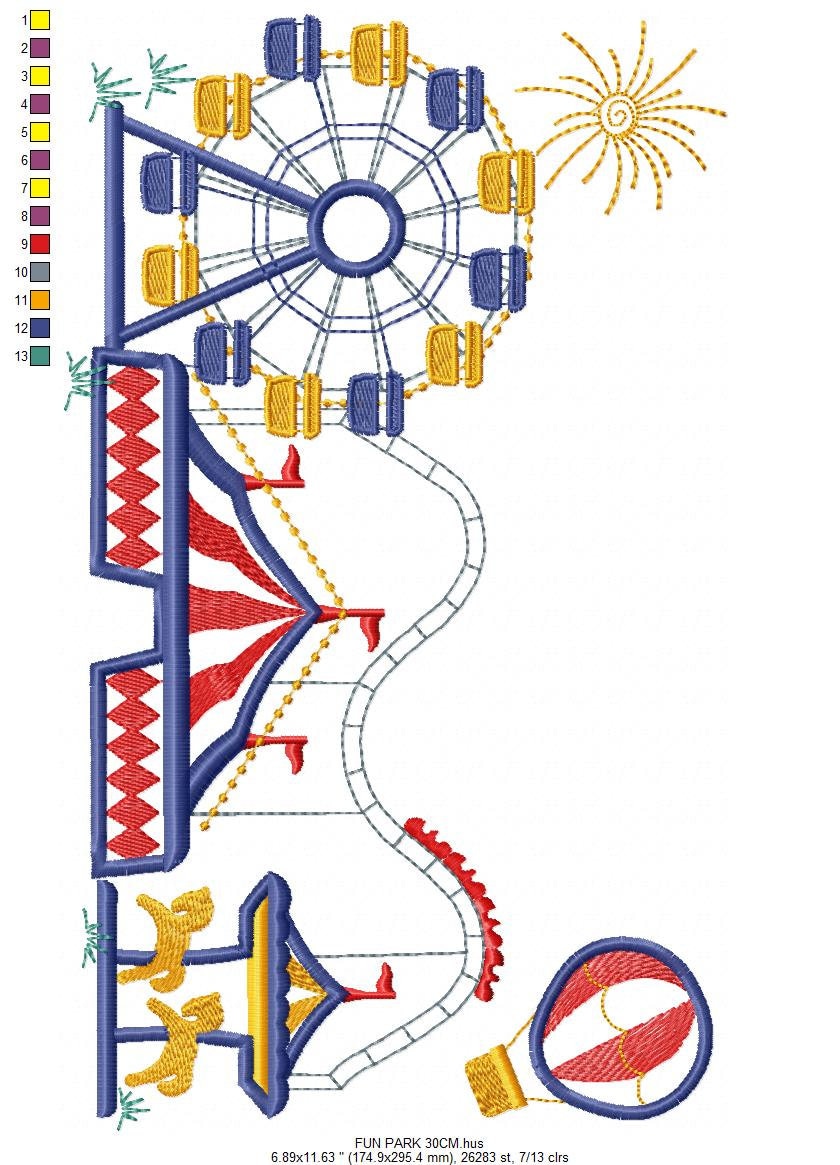 Fun park embroidery design - Fair embroidery designs machine embroidery pattern - Festival embroidery file - Circus instant download pes jef