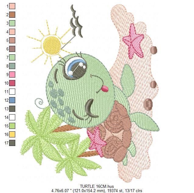 Turtle embroidery design - Ocean animal embroidery designs machine embroidery pattern - Baby boy embroidery - Beach embroidery download