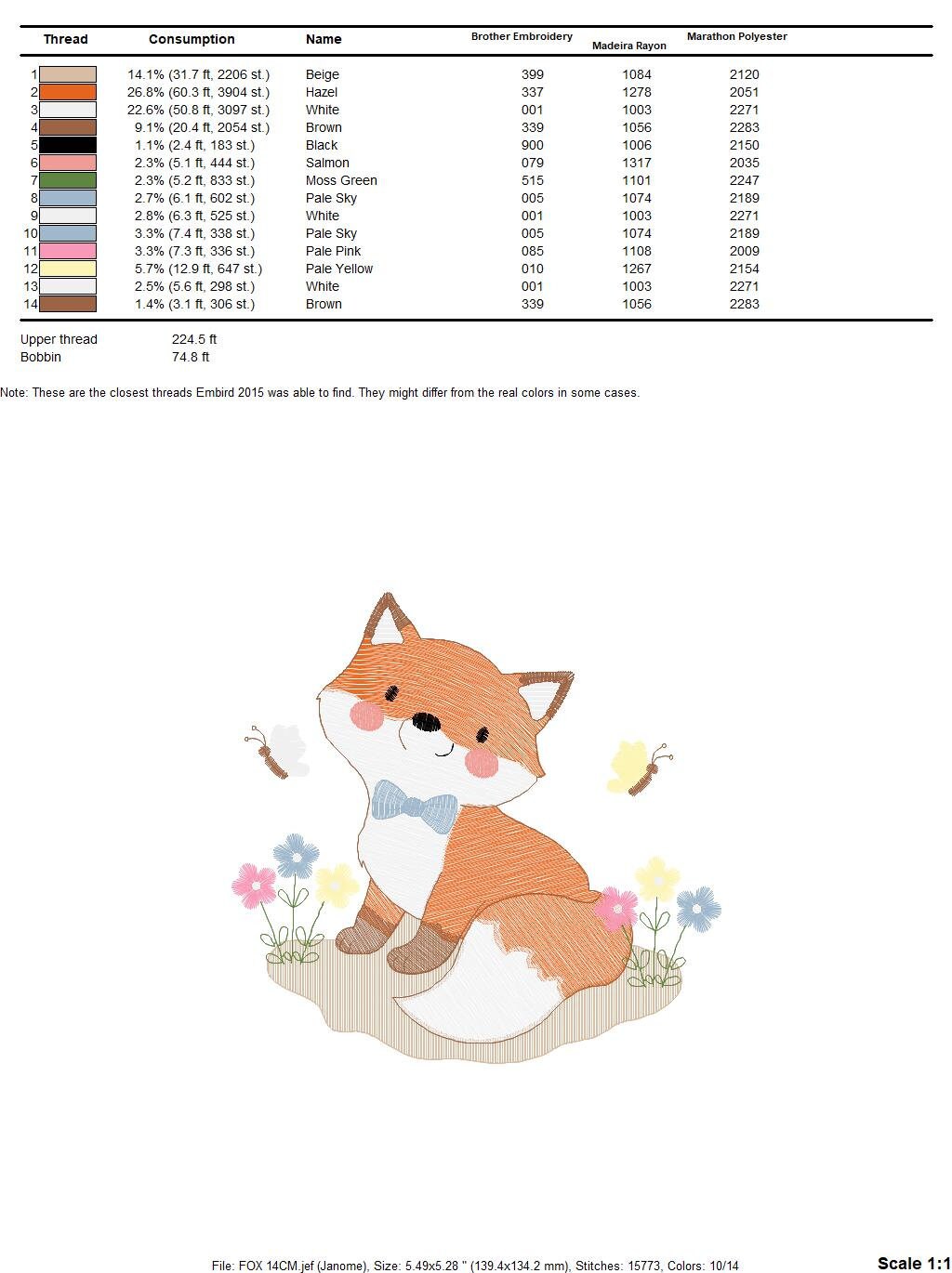 Fox embroidery designs - Red Fox with flowers and butterflies machine embroidery pattern - Baby boy woodland Animal file - Instant download