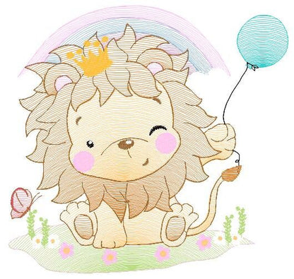 Lion embroidery designs - Safari wild animal machine embroidery pattern - Baby boy file - Lion king with crown - Instant download pes jef - Marcia Embroidery
