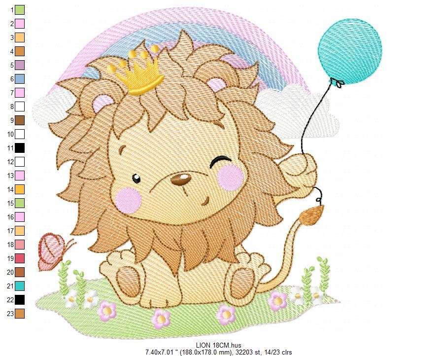 Lion embroidery designs - Safari wild animal machine embroidery pattern - Baby boy file - Lion king with crown - Instant download pes jef - Marcia Embroidery
