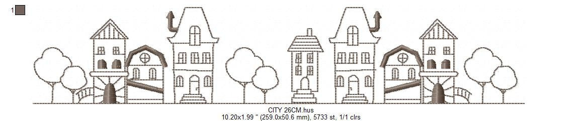 City Skyline embroidery designs - Cities embroidery design machine embroidery pattern - Houses embroidery file - instant download designs