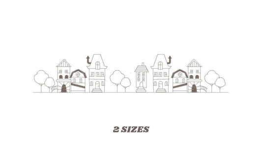 City Skyline embroidery designs - Cities embroidery design machine embroidery pattern - Houses embroidery file - instant download designs