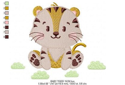 Tiger embroidery design - Animals embroidery designs machine embroidery pattern - Boy baby embroidery file - Tiger rippled design download Marcia Embroidery