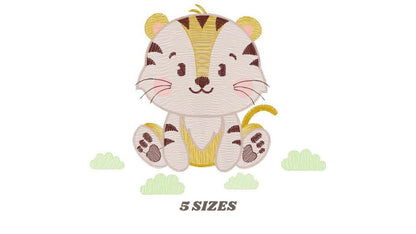 Tiger embroidery design - Animals embroidery designs machine embroidery pattern - Boy baby embroidery file - Tiger rippled design download Marcia Embroidery