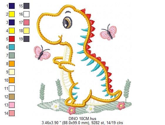 Dinosaur embroidery designs - Dino embroidery design machine embroidery pattern - instant download - Baby boy embroidery file T rex Applique