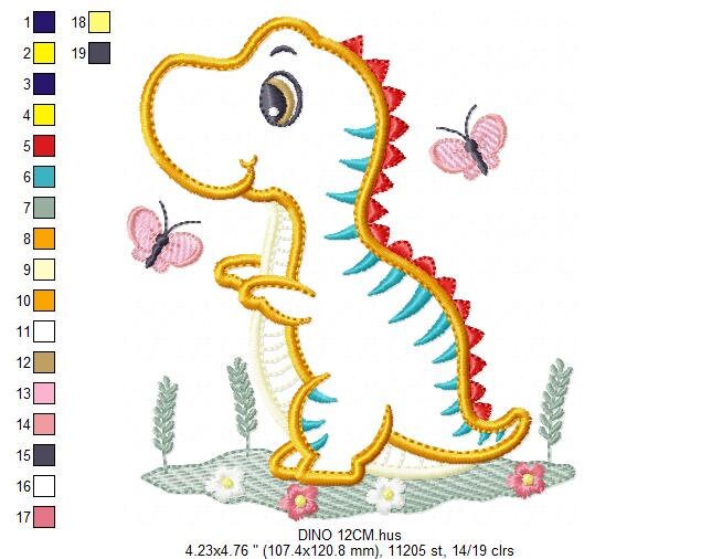 Dinosaur embroidery designs - Dino embroidery design machine embroidery pattern - instant download - Baby boy embroidery file T rex Applique