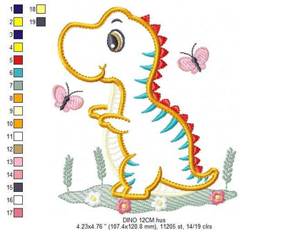 Dinosaur embroidery designs - Dino embroidery design machine embroidery pattern - instant download - Baby boy embroidery file T rex Applique