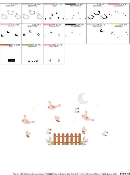 Sheep embroidery design - Lamb embroidery designs machine embroidery pattern - Baby boy embroidery file - counting sheep applique embroidery