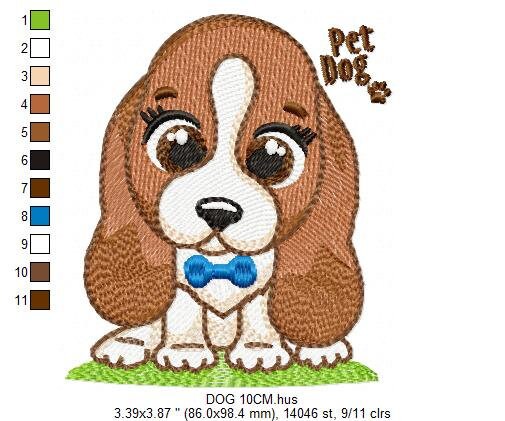 Dogs embroidery designs - Dog embroidery design machine embroidery pattern - Puppy embroidery file -  Basset hound embroidery download pes Marcia Embroidery