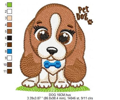 Dogs embroidery designs - Dog embroidery design machine embroidery pattern - Puppy embroidery file -  Basset hound embroidery download pes Marcia Embroidery