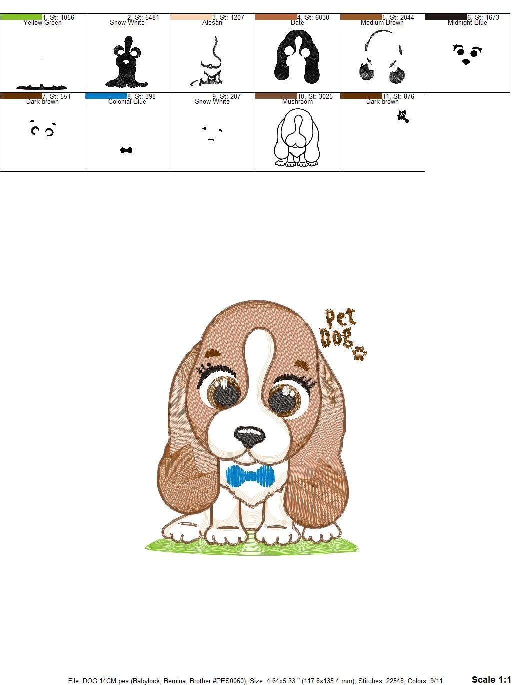 Dogs embroidery designs - Dog embroidery design machine embroidery pattern - Puppy embroidery file -  Basset hound embroidery download pes Marcia Embroidery