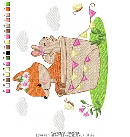 Fox embroidery designs - Red Fox embroidery design machine embroidery pattern - Animal embroidery file - Rabbit Bunny - instant download