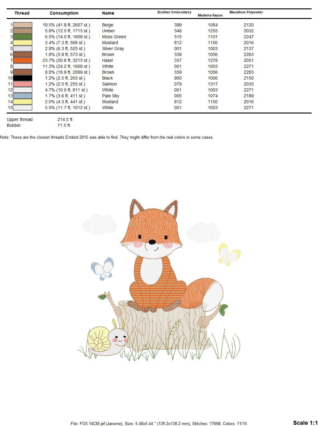 Fox embroidery designs - Red Fox embroidery design machine embroidery pattern - Animal embroidery file - Snail baby boy design pes jef vp3
