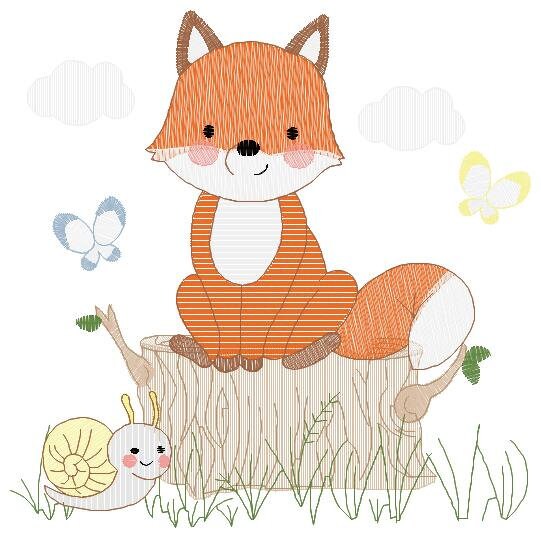 Fox embroidery designs - Red Fox embroidery design machine embroidery pattern - Animal embroidery file - Snail baby boy design pes jef vp3