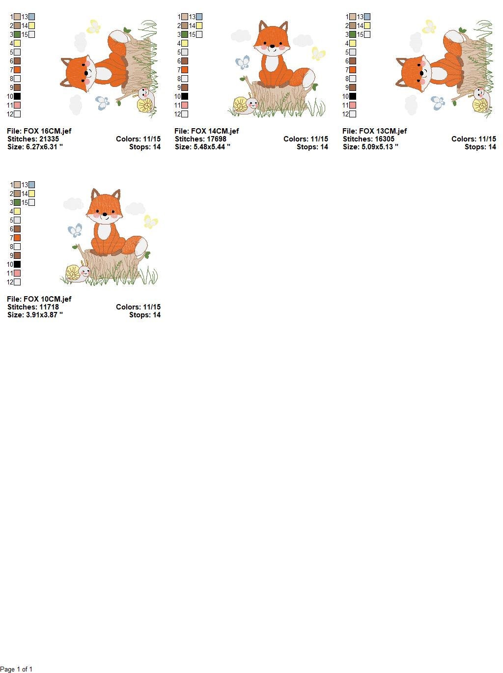 Fox embroidery designs - Red Fox embroidery design machine embroidery pattern - Animal embroidery file - Snail baby boy design pes jef vp3