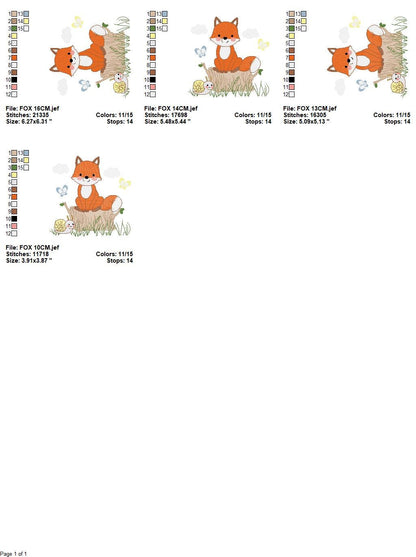 Fox embroidery designs - Red Fox embroidery design machine embroidery pattern - Animal embroidery file - Snail baby boy design pes jef vp3