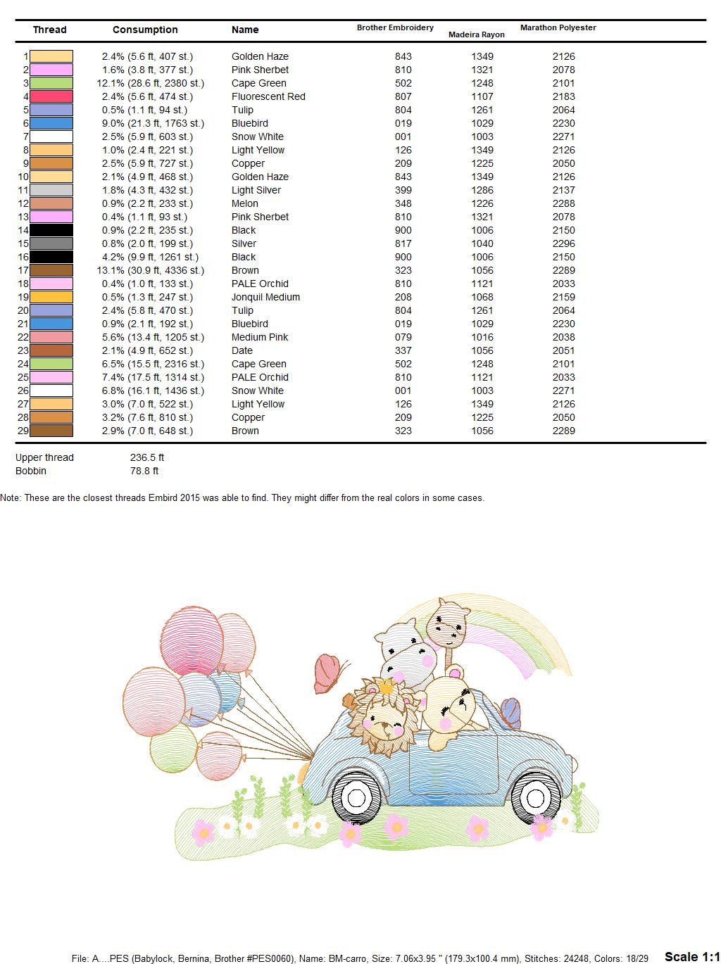 Safari animals in a car embroidery designs - Wild Animals with rainbow and balloons machine embroidery pattern - Lion elephant giraffe hippo