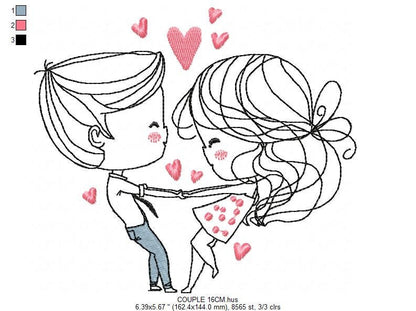 Love embroidery designs - Valentines embroidery design machine embroidery pattern - Couple embroidery - romantic design girlfriend boyfriend