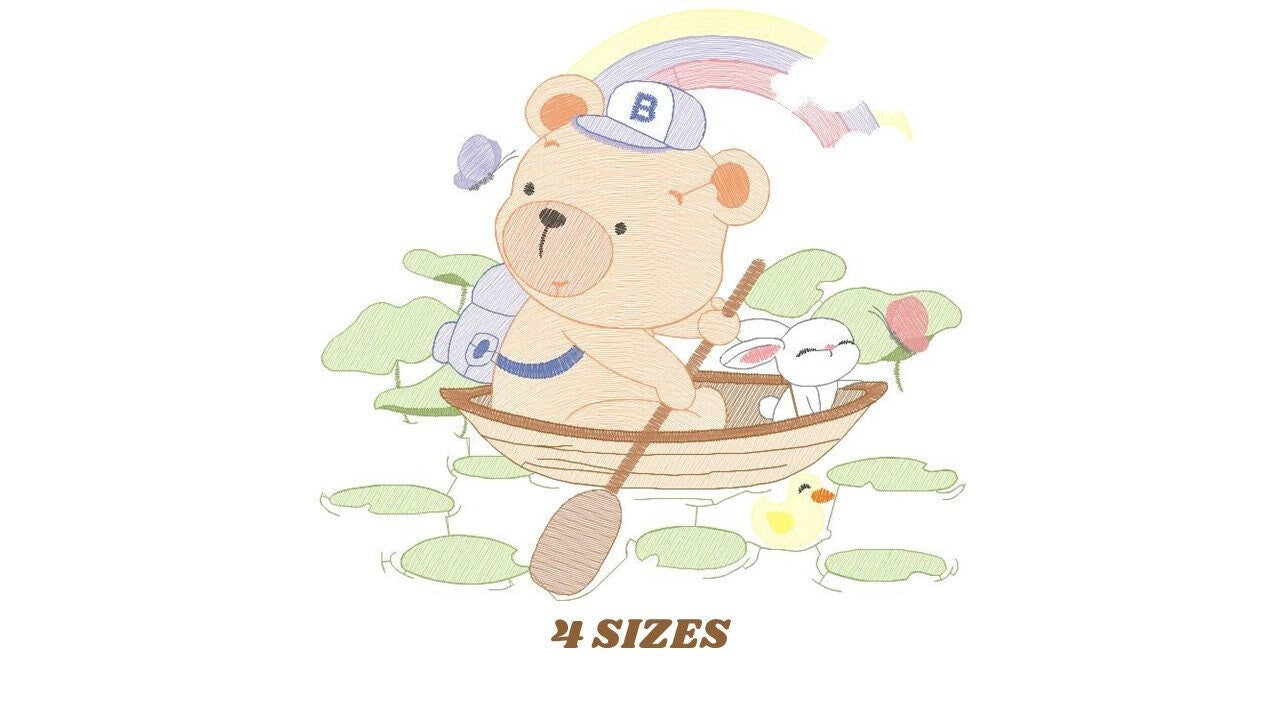 Camping Bear embroidery designs - Sailor bear embroidery design machine embroidery pattern - Boat embroidery file - instant download pes jef Marcia Embroidery