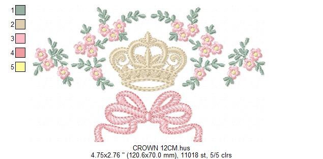 Crown embroidery designs - Laurel Wreath with Crown embroidery design machine embroidery pattern - newborn embroidery file crown design