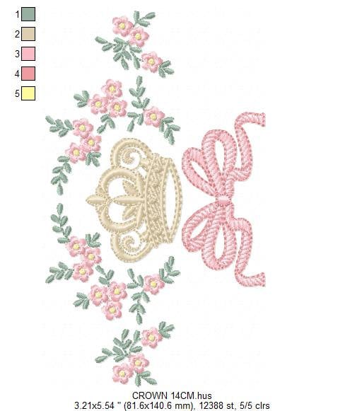 Crown embroidery designs - Laurel Wreath with Crown embroidery design machine embroidery pattern - newborn embroidery file crown design