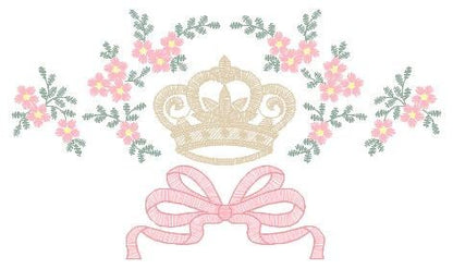 Crown embroidery designs - Laurel Wreath with Crown embroidery design machine embroidery pattern - newborn embroidery file crown design