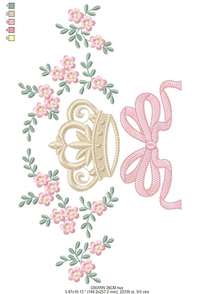 Crown embroidery designs - Laurel Wreath with Crown embroidery design machine embroidery pattern - newborn embroidery file crown design