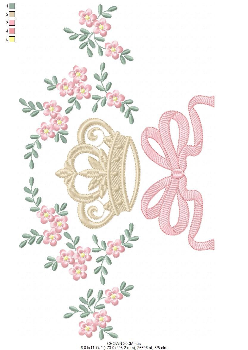 Crown embroidery designs - Laurel Wreath with Crown embroidery design machine embroidery pattern - newborn embroidery file crown design