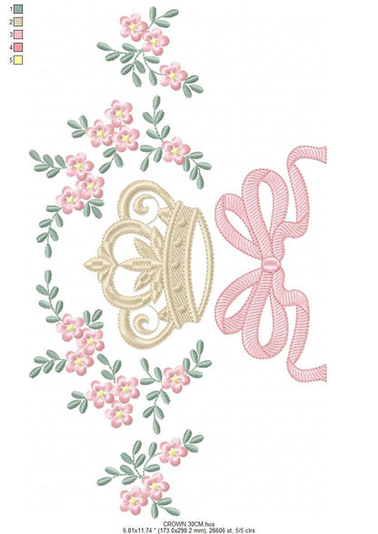 Crown embroidery designs - Laurel Wreath with Crown embroidery design machine embroidery pattern - newborn embroidery file crown design