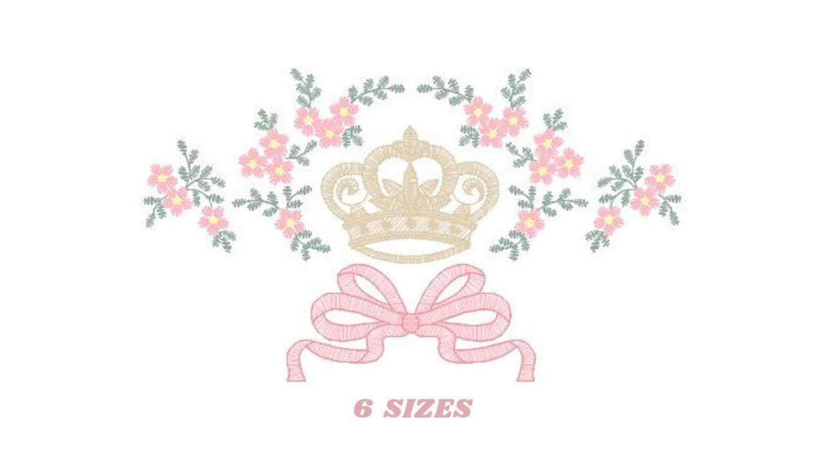 Crown embroidery designs - Laurel Wreath with Crown embroidery design machine embroidery pattern - newborn embroidery file crown design