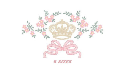 Crown embroidery designs - Laurel Wreath with Crown embroidery design machine embroidery pattern - newborn embroidery file crown design