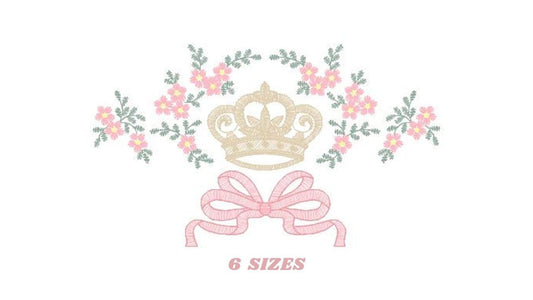 Crown embroidery designs - Laurel Wreath with Crown embroidery design machine embroidery pattern - newborn embroidery file crown design