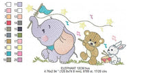 Load image into Gallery viewer, Animal band embroidery designs - Musical animals embroidery design machine embroidery pattern -  Elephant embroidery file - Bear and Rabbit
