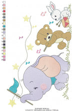 Laden Sie das Bild in den Galerie-Viewer, Animal band embroidery designs - Musical animals embroidery design machine embroidery pattern -  Elephant embroidery file - Bear and Rabbit
