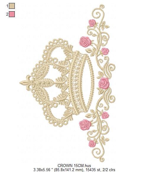 Crown embroidery designs - Laurel Wreath with Crown embroidery design machine embroidery pattern - newborn embroidery file crown design