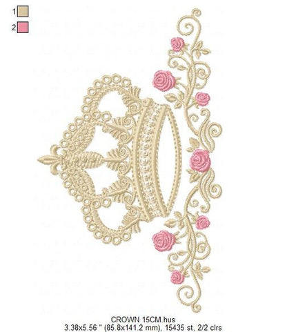 Crown embroidery designs - Laurel Wreath with Crown embroidery design machine embroidery pattern - newborn embroidery file crown design