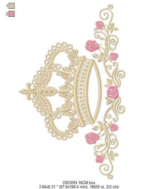 Crown embroidery designs - Laurel Wreath with Crown embroidery design machine embroidery pattern - newborn embroidery file crown design
