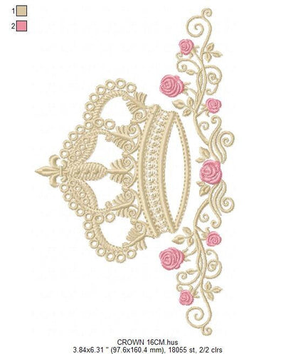Crown embroidery designs - Laurel Wreath with Crown embroidery design machine embroidery pattern - newborn embroidery file crown design