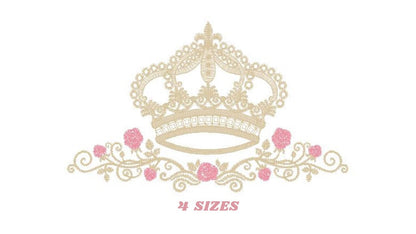 Crown embroidery designs - Laurel Wreath with Crown embroidery design machine embroidery pattern - newborn embroidery file crown design