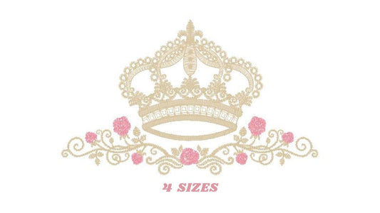Crown embroidery designs - Laurel Wreath with Crown embroidery design machine embroidery pattern - newborn embroidery file crown design