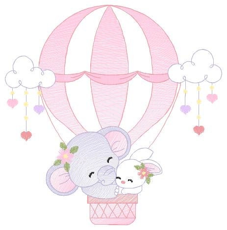 Elephant embroidery designs - Hot air balloon embroidery design machine embroidery pattern - Safari embroidery file - instant download pes
