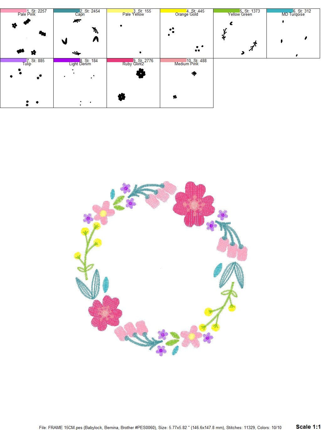 Floral Monogram Frame embroidery designs - Flower Wreath machine embroidery pattern - Floral embroidery file - Instant digital download pes