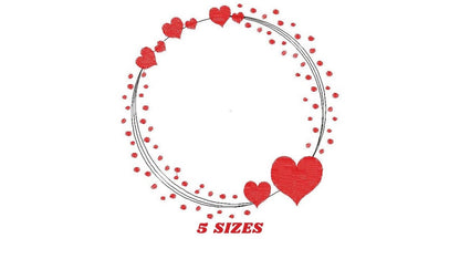Valentines Monogram Frame embroidery designs - Heart Frame machine embroidery pattern - Love wreath embroidery file - Instant download pes