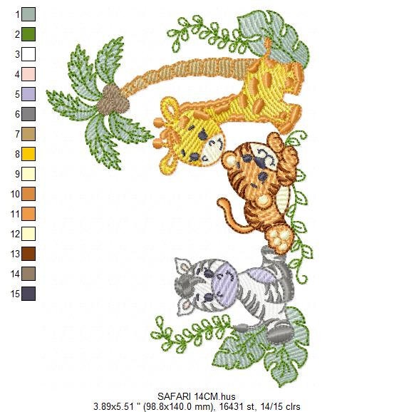Safari embroidery designs - Animals embroidery design machine embroidery pattern - Giraffe embroidery file - zebra embroidery tiger design Marcia Embroidery