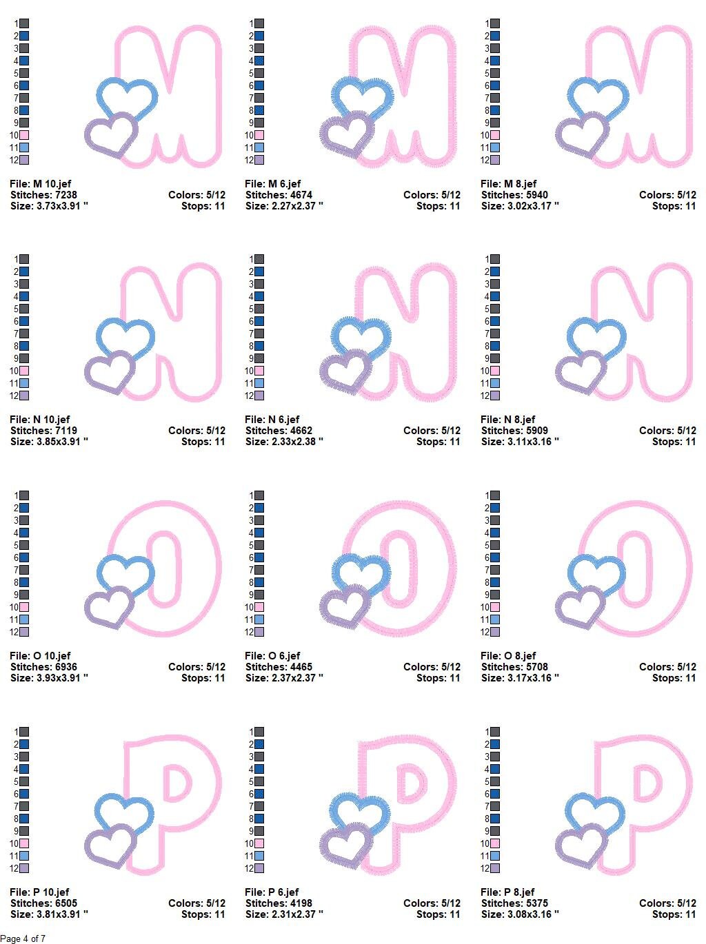 Alphabet embroidery designs set - Letters Applique Design - Monogram embroidery machine embroidery file - Hearts Alphabet applique design