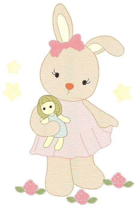 Bunny embroidery design - Rabbit embroidery designs machine embroidery pattern - Baby girl embroidery file - Animal embroidery pes jef hus Marcia Embroidery